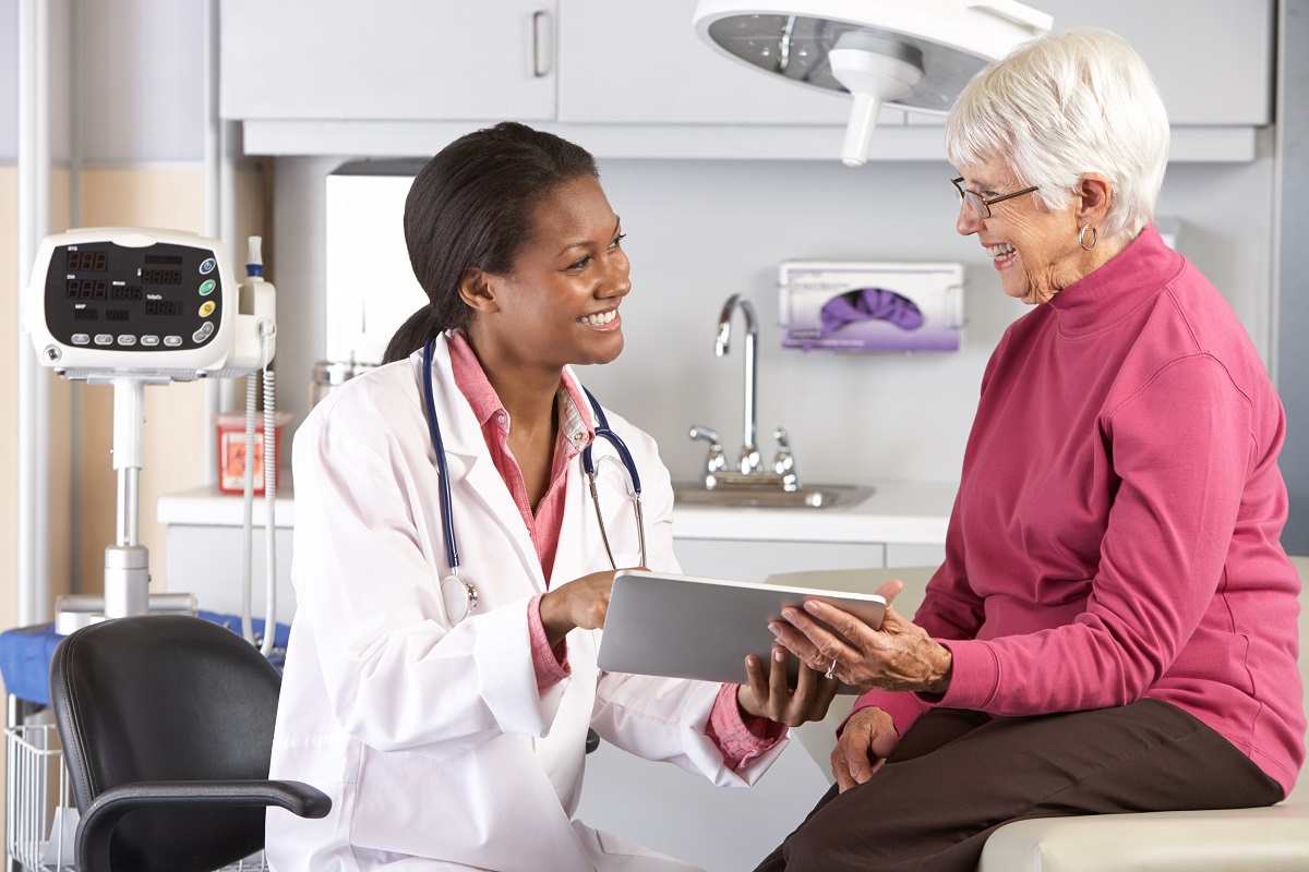 old lady talking to the doctor