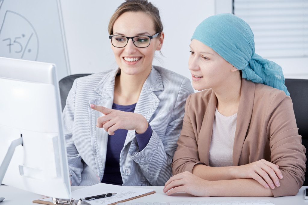 a cancer patient talking to doctor